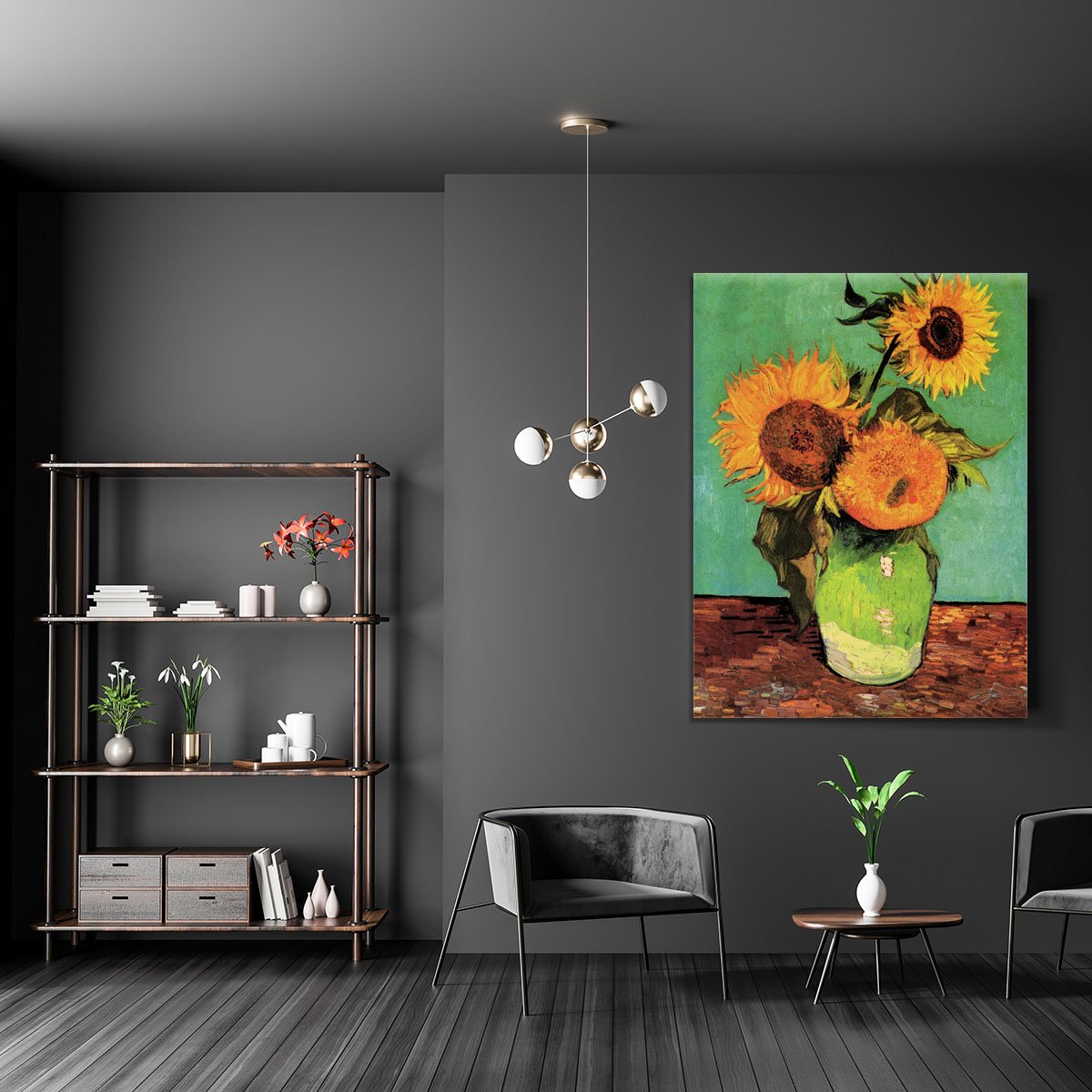 Three Sunflowers in a Vase by Van Gogh Canvas Print or Poster