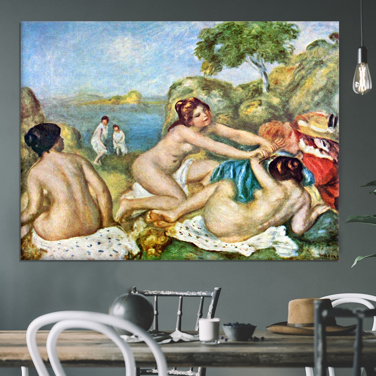 Three bathing girls with crab by Renoir Canvas Print or Poster