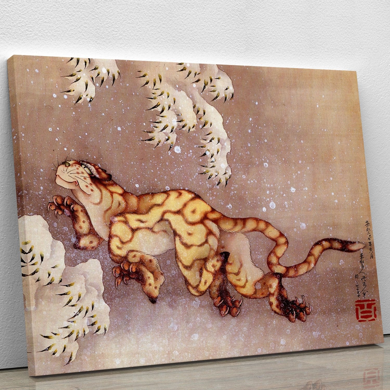 Tiger in the snow by Hokusai Canvas Print or Poster