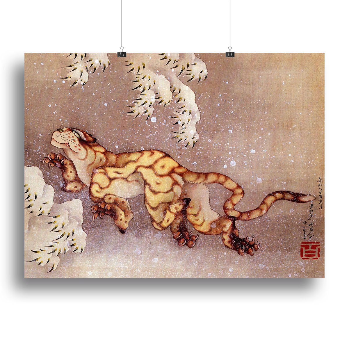 Tiger in the snow by Hokusai Canvas Print or Poster