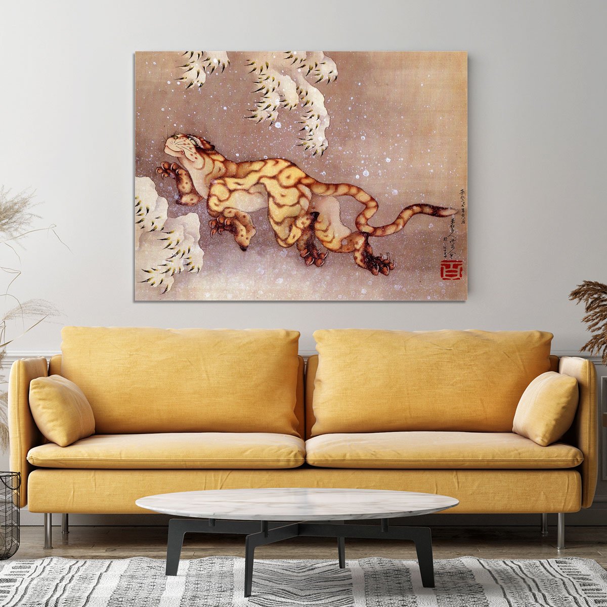 Tiger in the snow by Hokusai Canvas Print or Poster