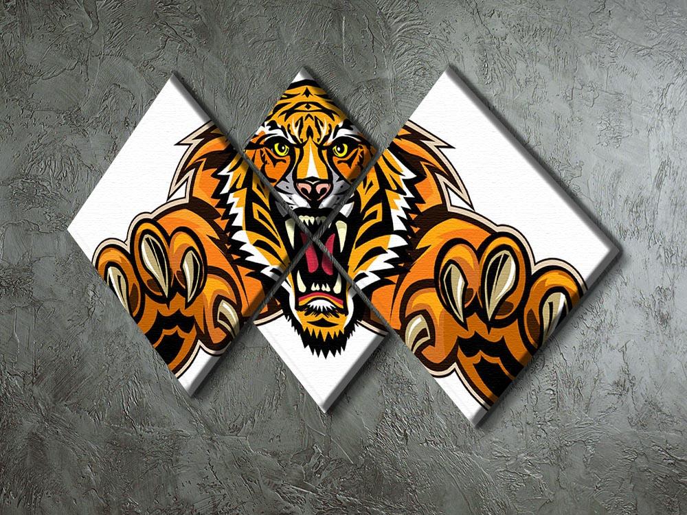 Tiger jump 4 Square Multi Panel Canvas - Canvas Art Rocks - 2