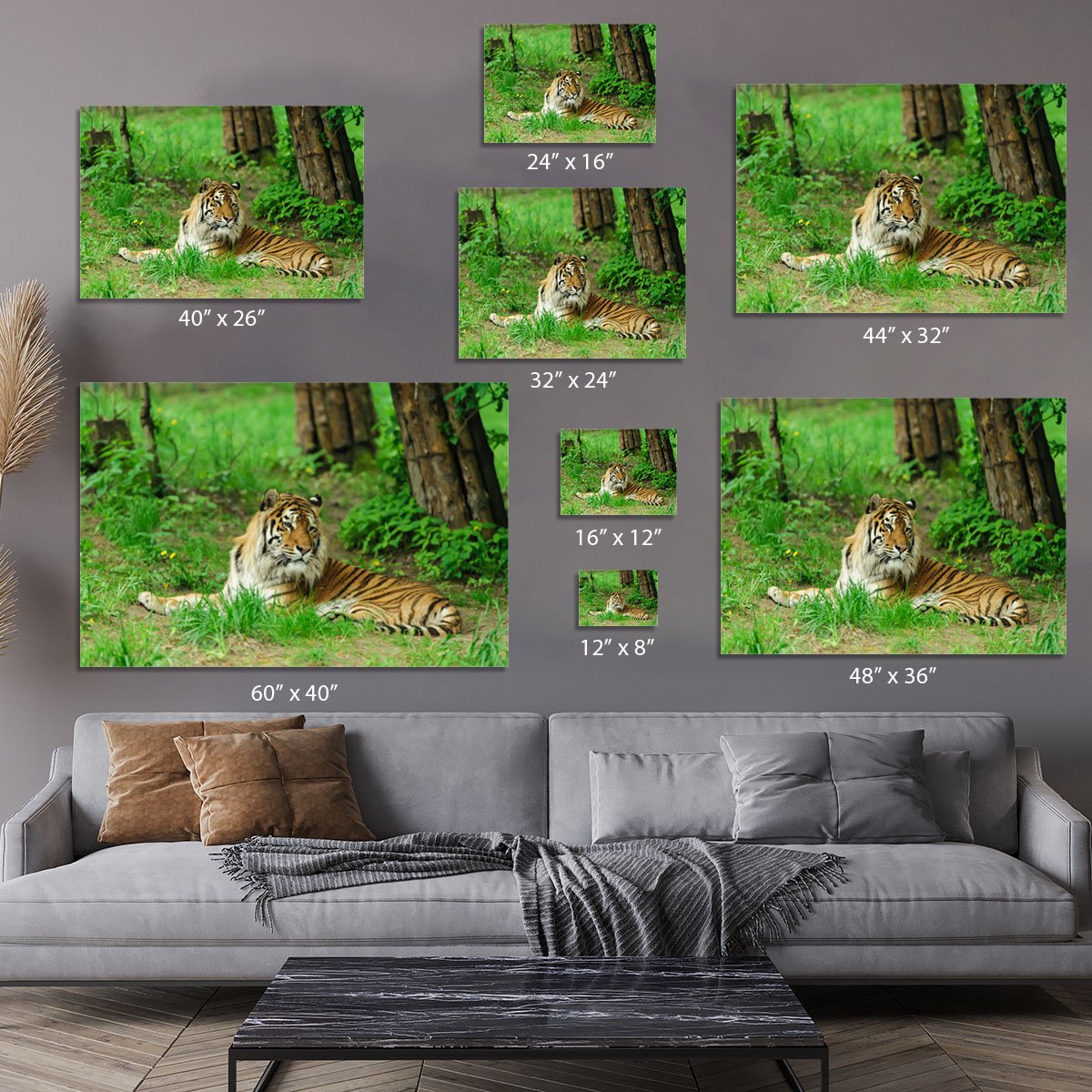 Tiger on the green grass Canvas Print or Poster