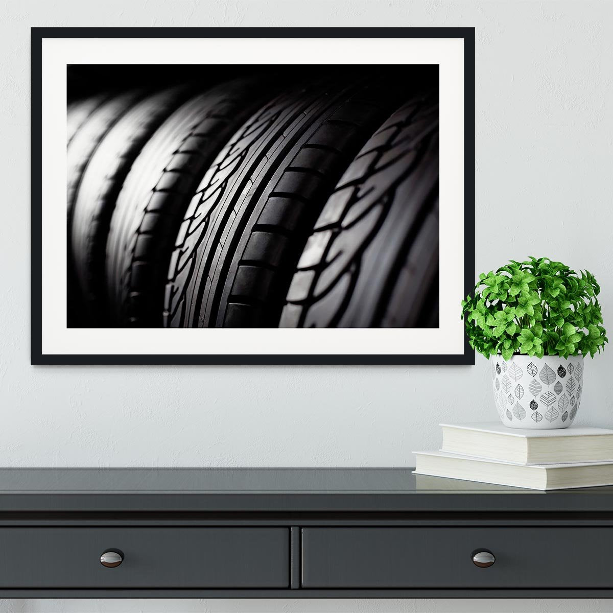 Tire stack background Framed Print - Canvas Art Rocks - 1