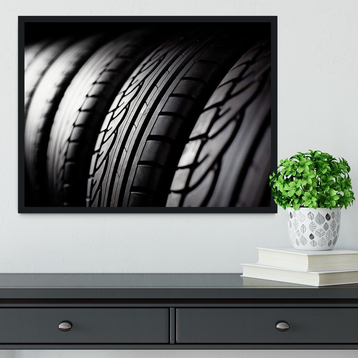 Tire stack background Framed Print - Canvas Art Rocks - 2