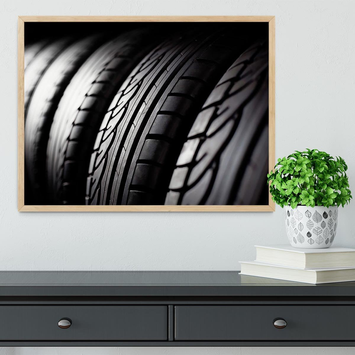 Tire stack background Framed Print - Canvas Art Rocks - 4
