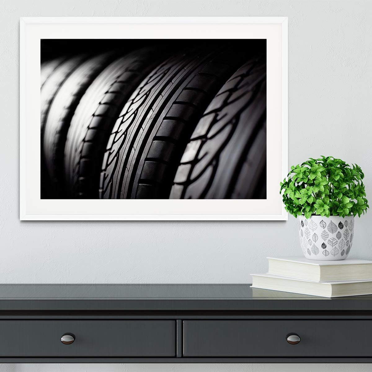 Tire stack background Framed Print - Canvas Art Rocks - 5