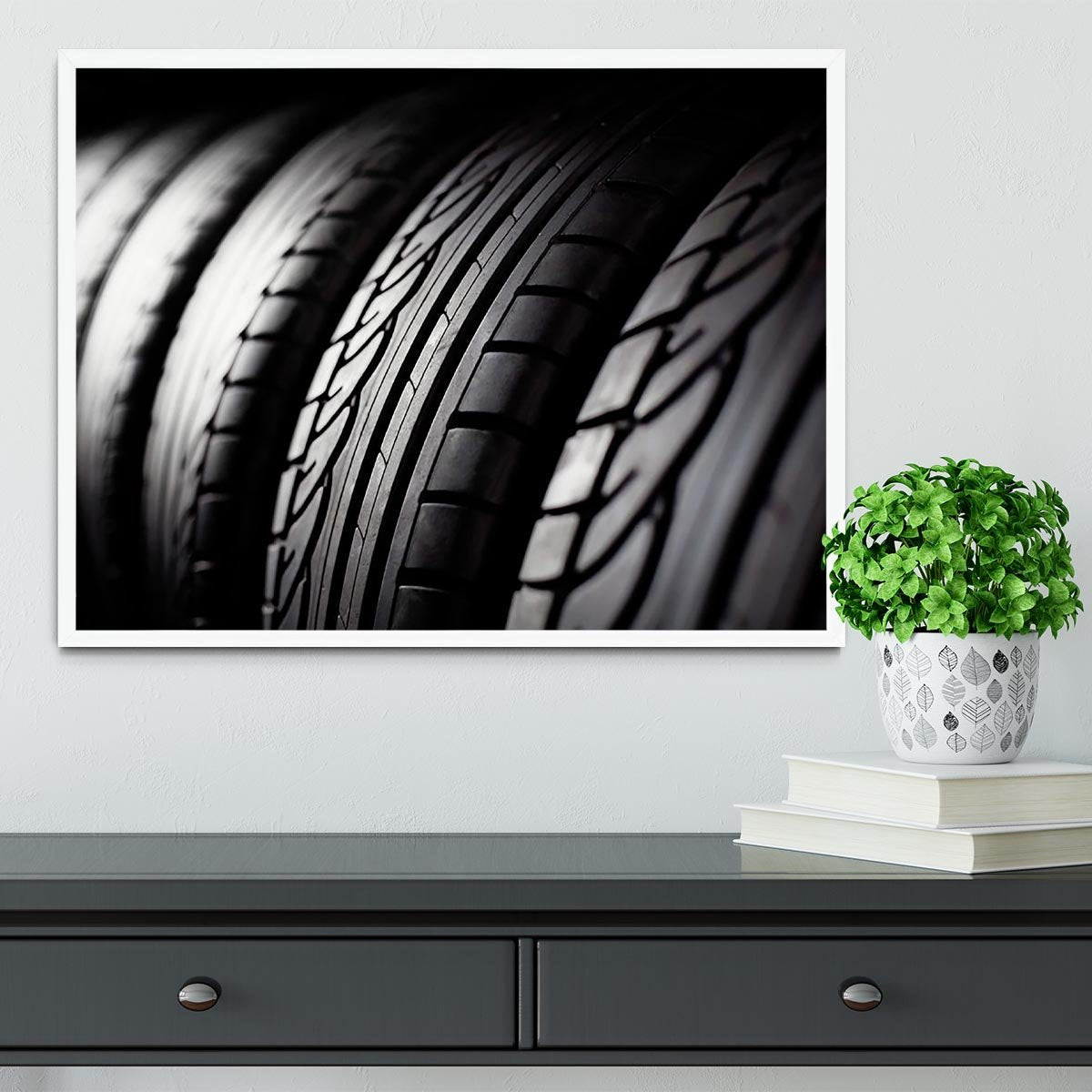 Tire stack background Framed Print - Canvas Art Rocks -6