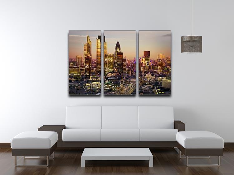 Tower 42 Gherkin Willis Building Stock Exchange Tower 3 Split Panel Canvas Print - Canvas Art Rocks - 3