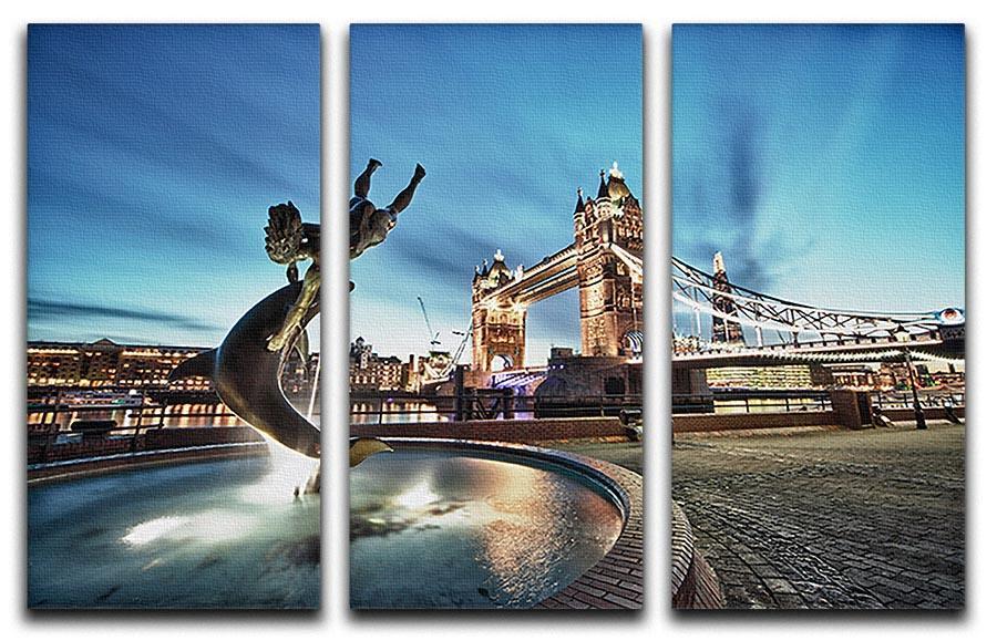 Tower Bridge and St Katharine Docks Girl 3 Split Panel Canvas Print - Canvas Art Rocks - 1