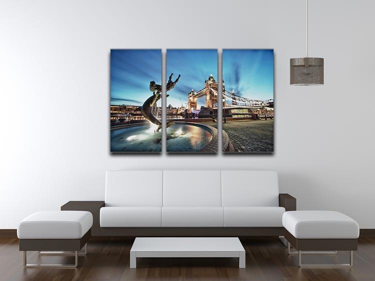 Tower Bridge and St Katharine Docks Girl 3 Split Panel Canvas Print - Canvas Art Rocks - 3