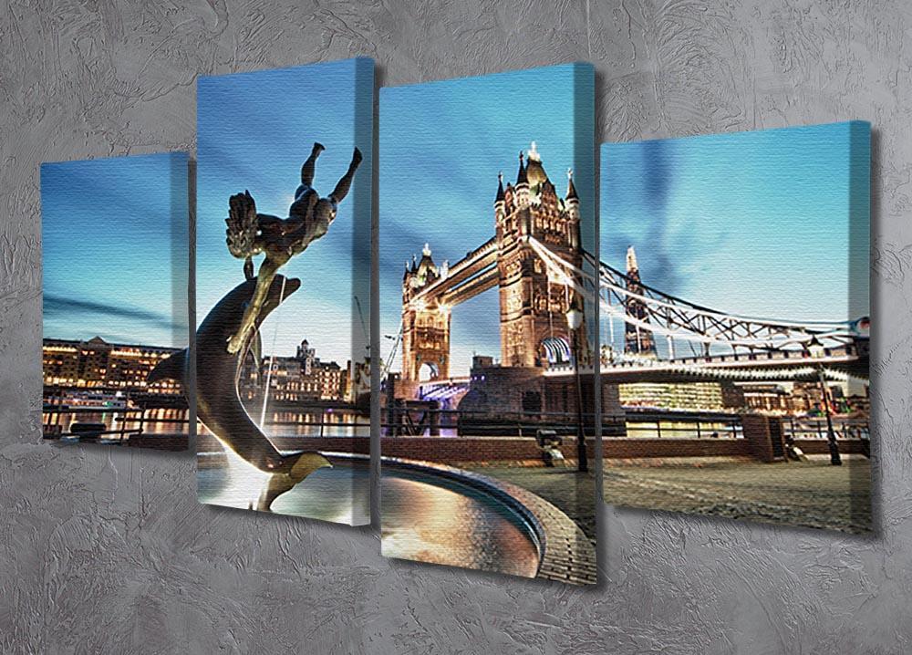 Tower Bridge and St Katharine Docks Girl 4 Split Panel Canvas  - Canvas Art Rocks - 2