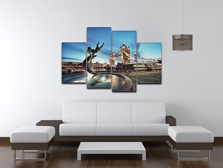Tower Bridge and St Katharine Docks Girl 4 Split Panel Canvas  - Canvas Art Rocks - 3