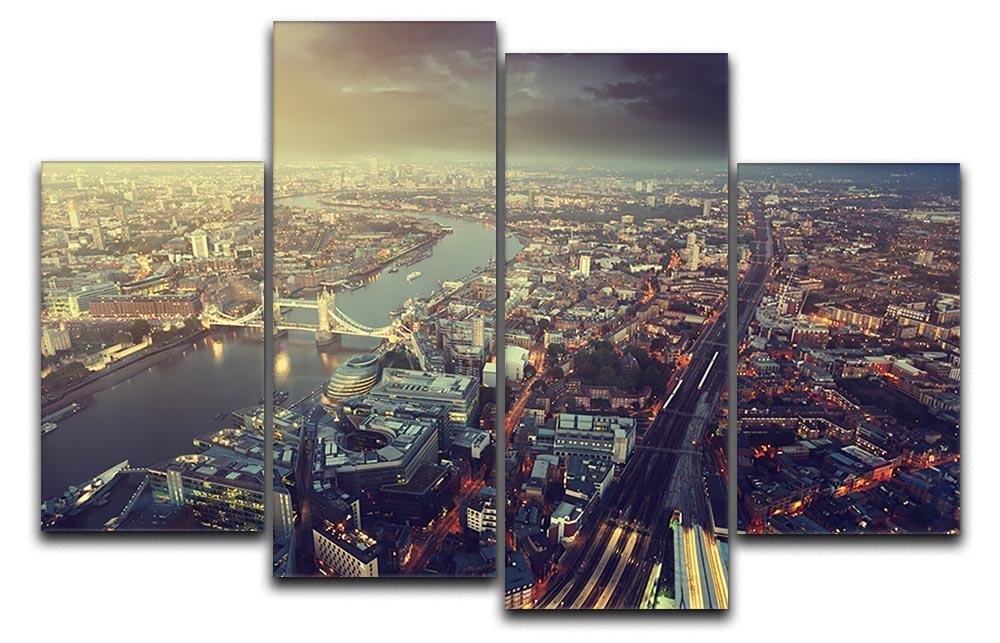 Tower Bridge in sunset time 4 Split Panel Canvas  - Canvas Art Rocks - 1