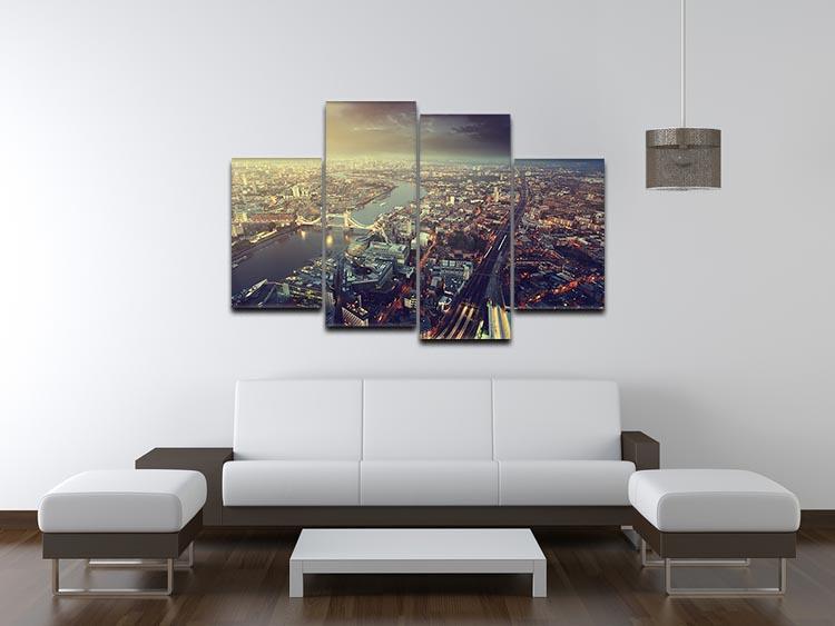 Tower Bridge in sunset time 4 Split Panel Canvas  - Canvas Art Rocks - 3