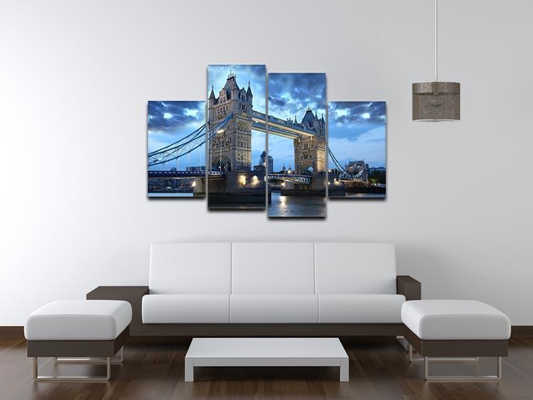 Tower Bridge in the evening 4 Split Panel Canvas  - Canvas Art Rocks - 3