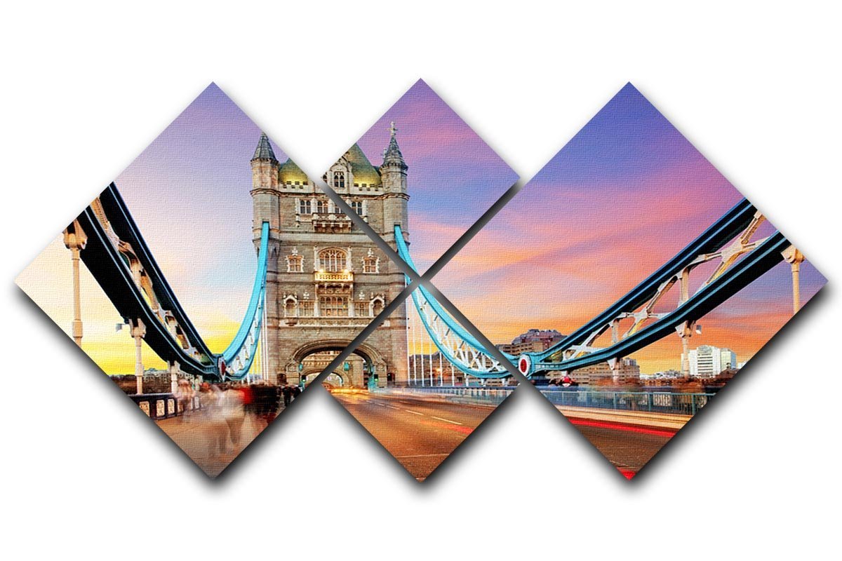 Tower bridge Motion 4 Square Multi Panel Canvas  - Canvas Art Rocks - 1