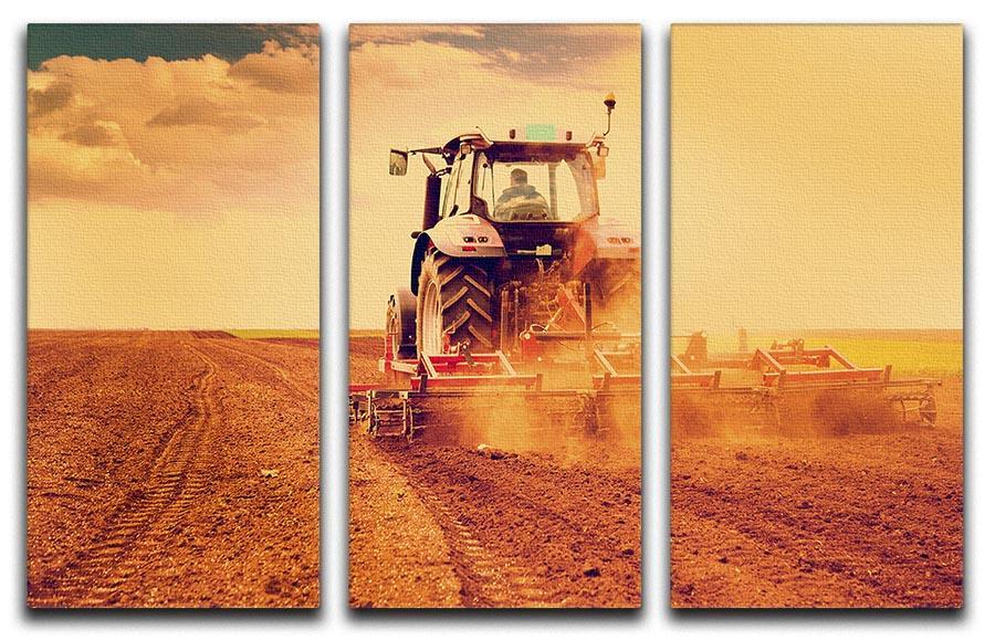 Tractor in sunset 3 Split Panel Canvas Print - Canvas Art Rocks - 1