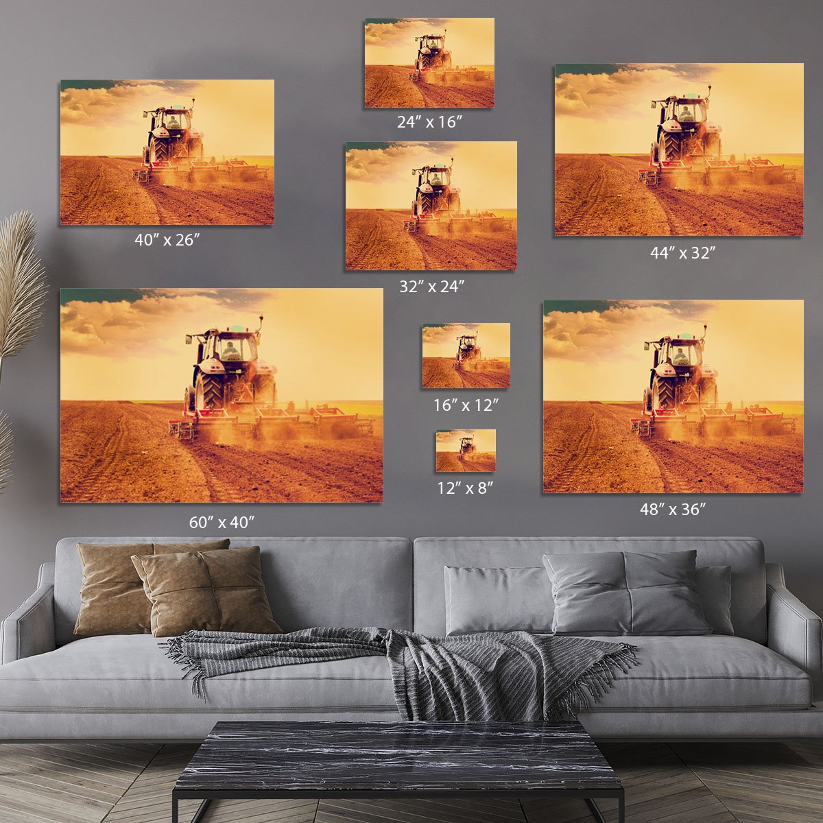 Tractor in sunset Canvas Print or Poster