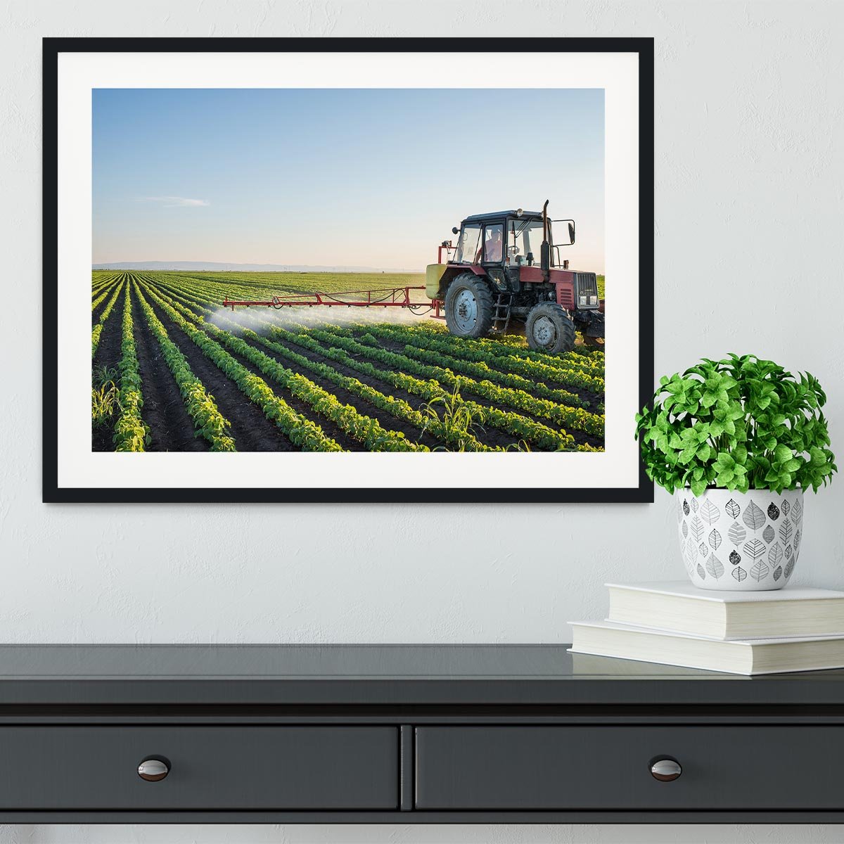 Tractor spraying Framed Print - Canvas Art Rocks - 1