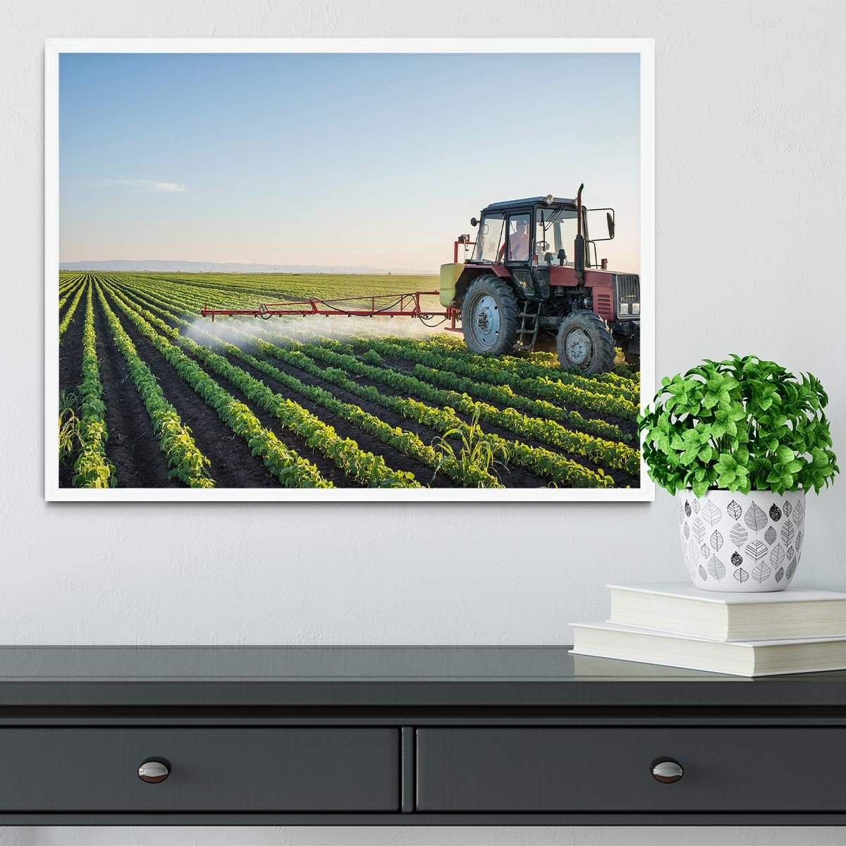 Tractor spraying Framed Print - Canvas Art Rocks -6