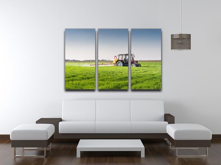 Tractor spraying wheat field 3 Split Panel Canvas Print - Canvas Art Rocks - 3