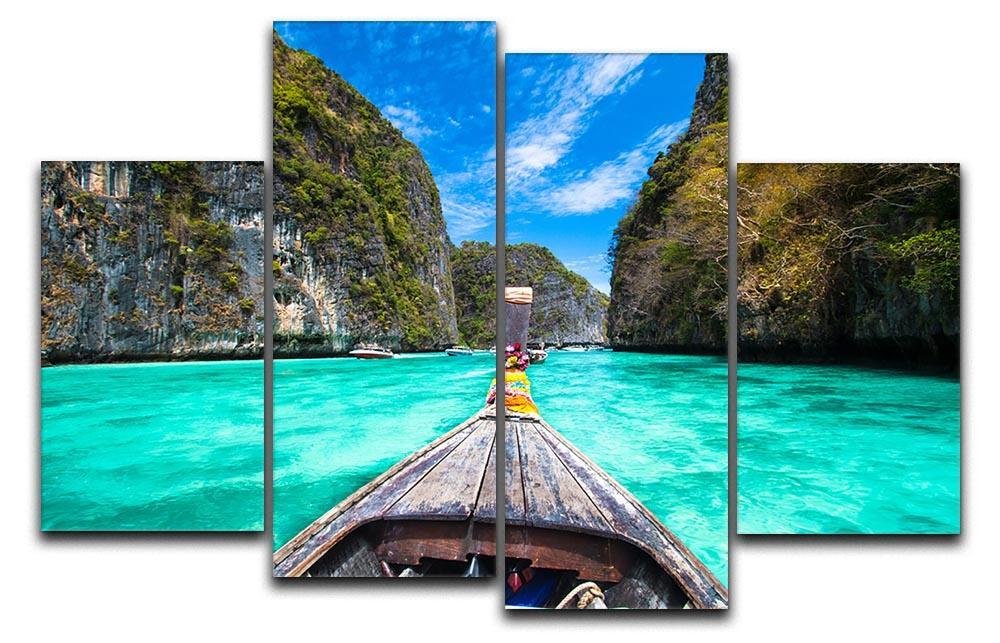 Traditional wooden boat 4 Split Panel Canvas - Canvas Art Rocks - 1