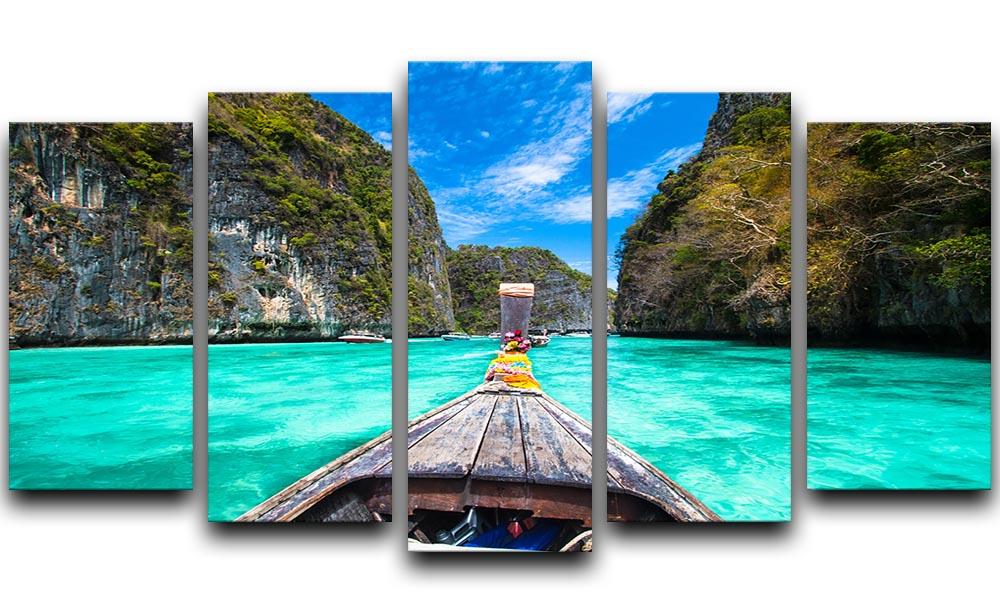 Traditional wooden boat 5 Split Panel Canvas - Canvas Art Rocks - 1