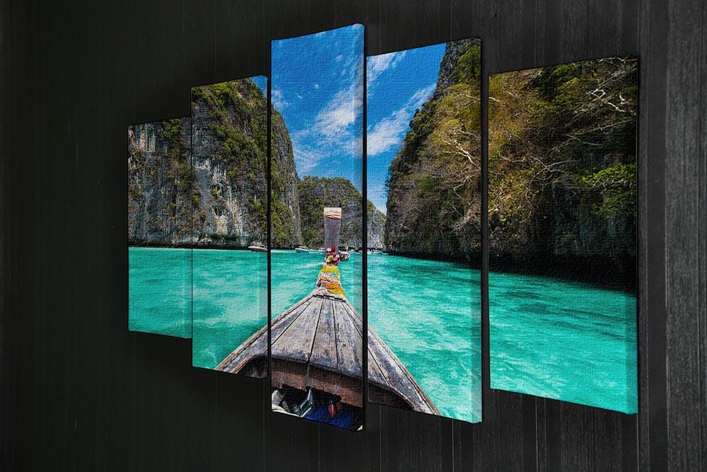 Traditional wooden boat 5 Split Panel Canvas - Canvas Art Rocks - 2