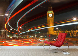 Traffic in night London Wall Mural Wallpaper - Canvas Art Rocks - 2