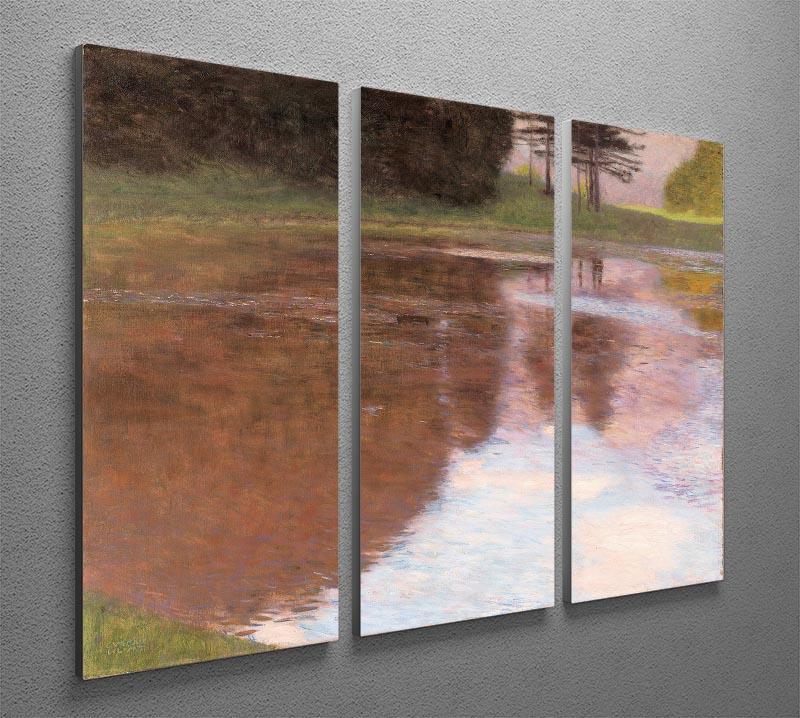 Tranquil Pond near Salzburg by Klimt 3 Split Panel Canvas Print - Canvas Art Rocks - 2