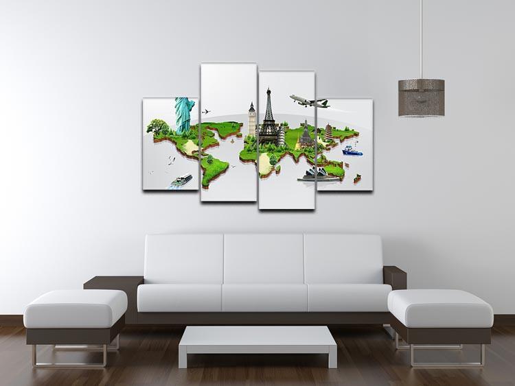 Travel the world concept 4 Split Panel Canvas  - Canvas Art Rocks - 3