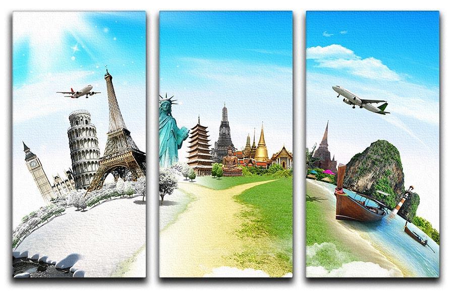 Travel the world monument 3 Split Panel Canvas Print - Canvas Art Rocks - 1