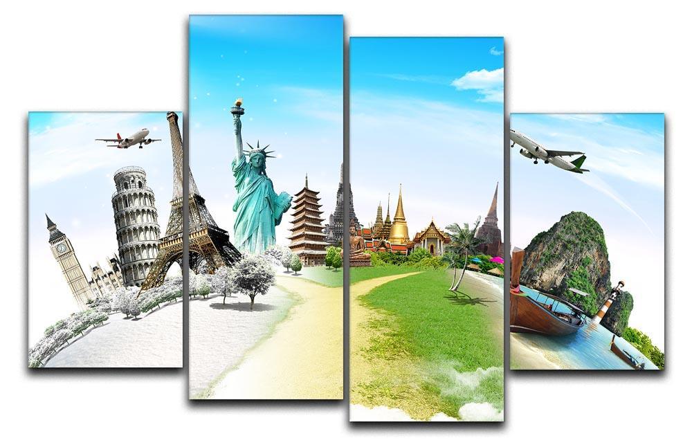 Travel the world monument 4 Split Panel Canvas  - Canvas Art Rocks - 1