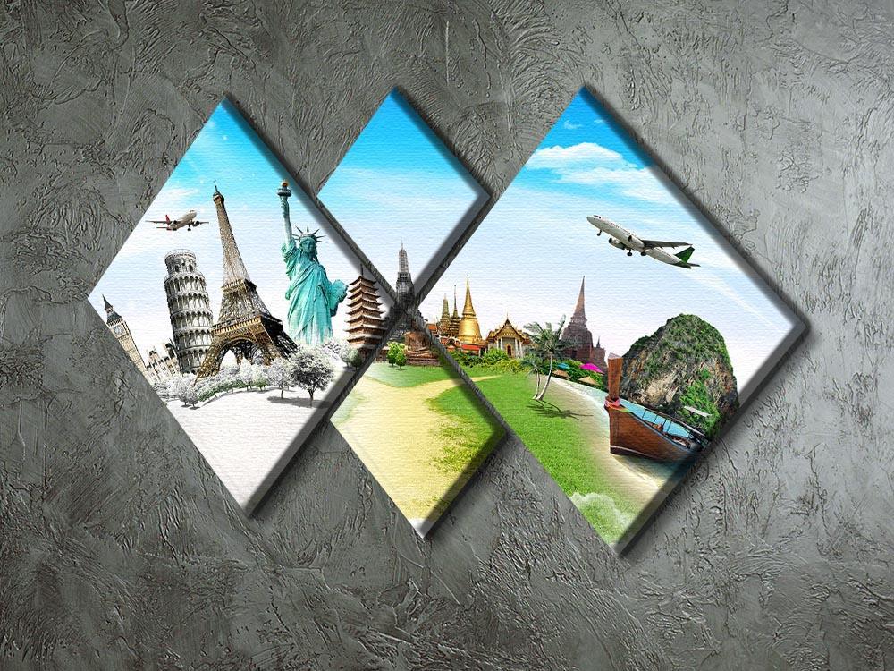 Travel the world monument 4 Square Multi Panel Canvas  - Canvas Art Rocks - 2