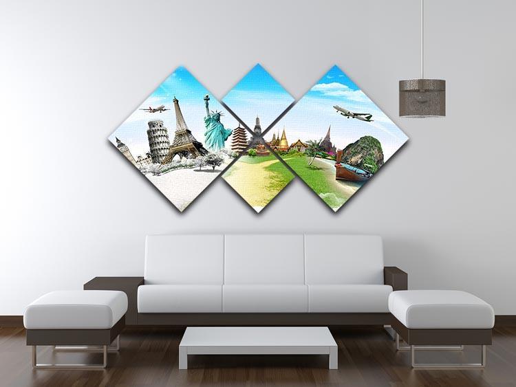 Travel the world monument 4 Square Multi Panel Canvas  - Canvas Art Rocks - 3
