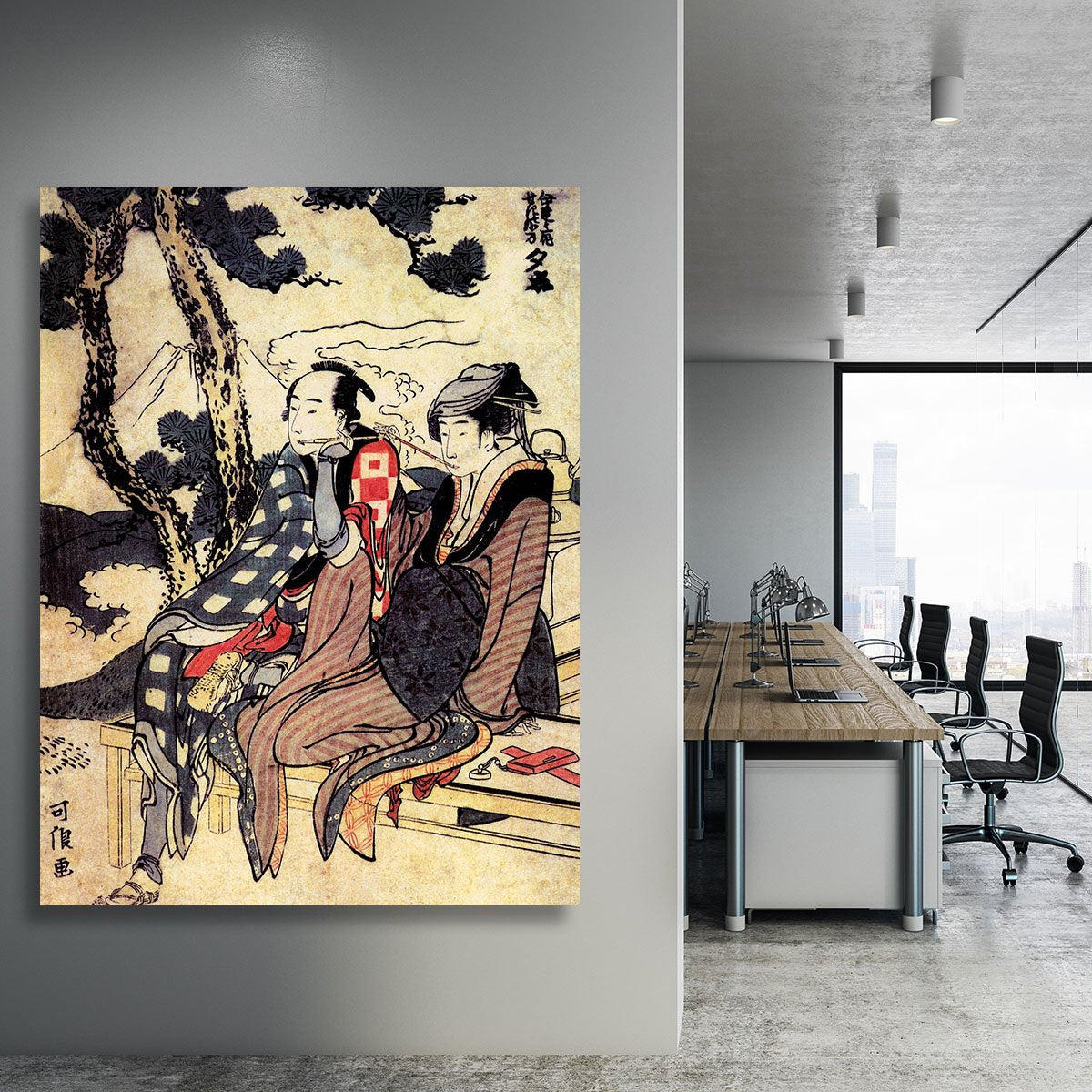 Traveling couple by Hokusai Canvas Print or Poster