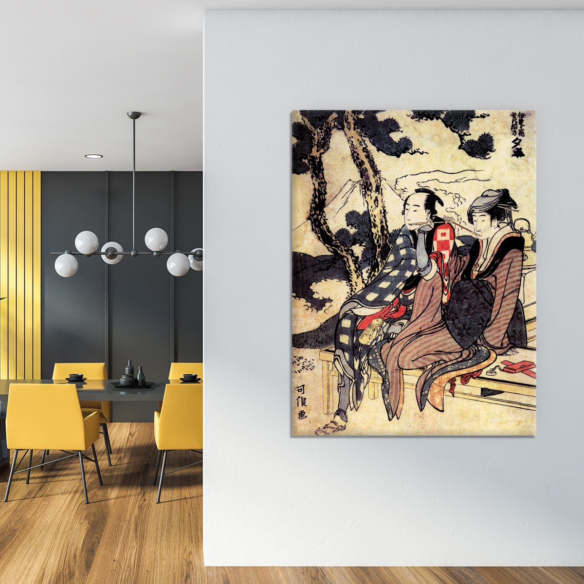 Traveling couple by Hokusai Canvas Print or Poster
