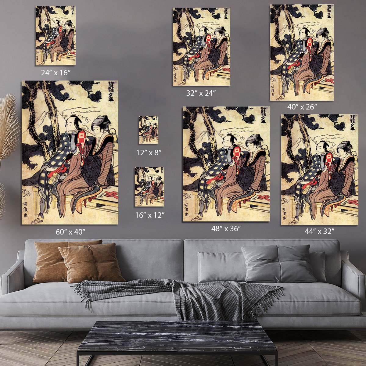 Traveling couple by Hokusai Canvas Print or Poster