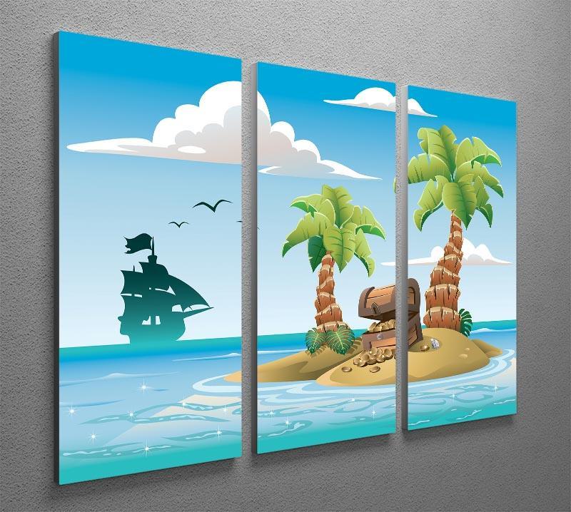 Treasure chest on the unhabited tropical island 3 Split Panel Canvas Print - Canvas Art Rocks - 2