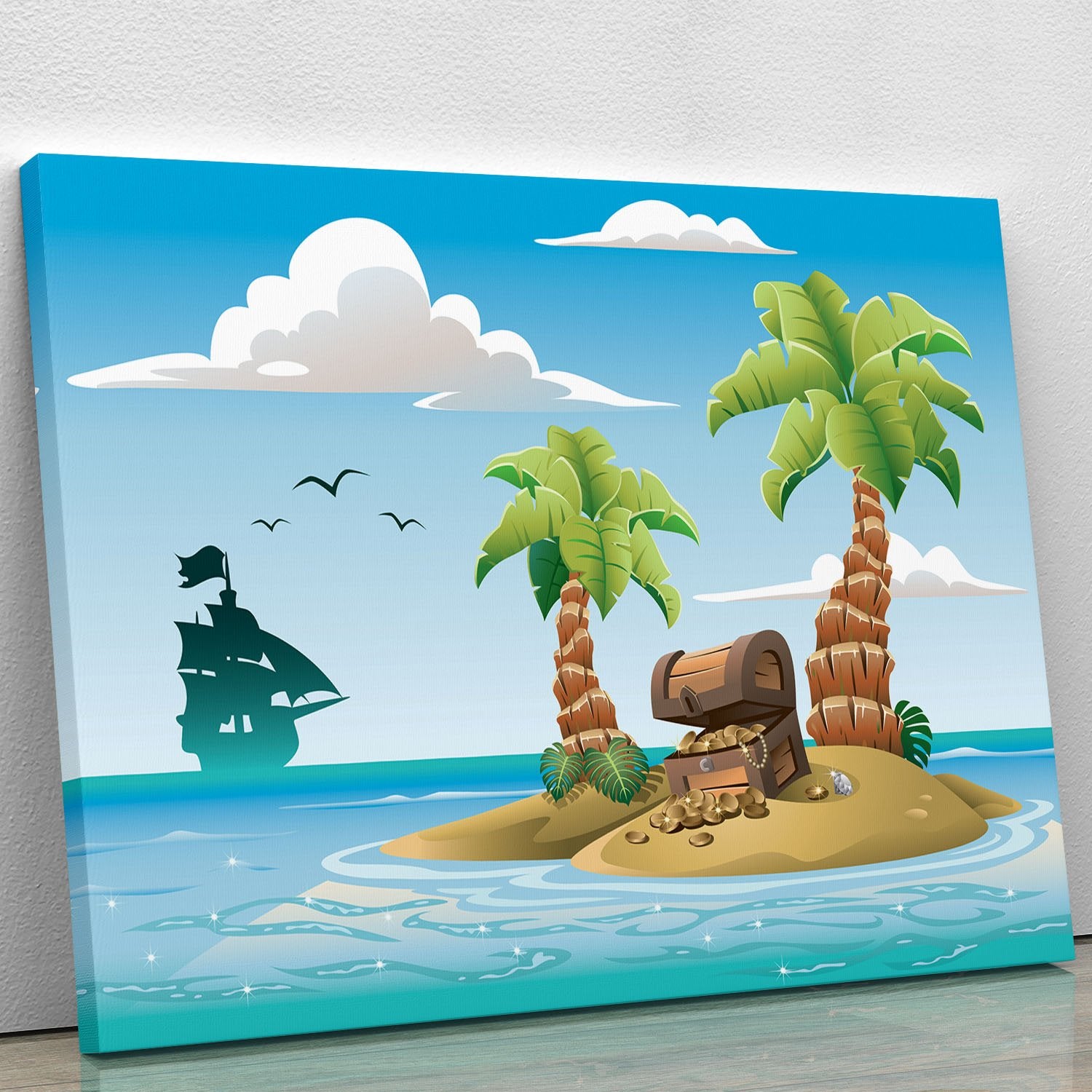 Treasure chest on the unhabited tropical island Canvas Print or Poster