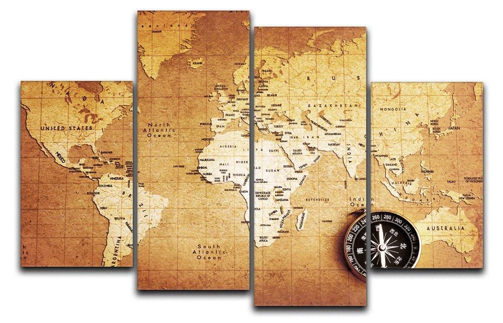 Treasure map background 4 Split Panel Canvas  - Canvas Art Rocks - 1