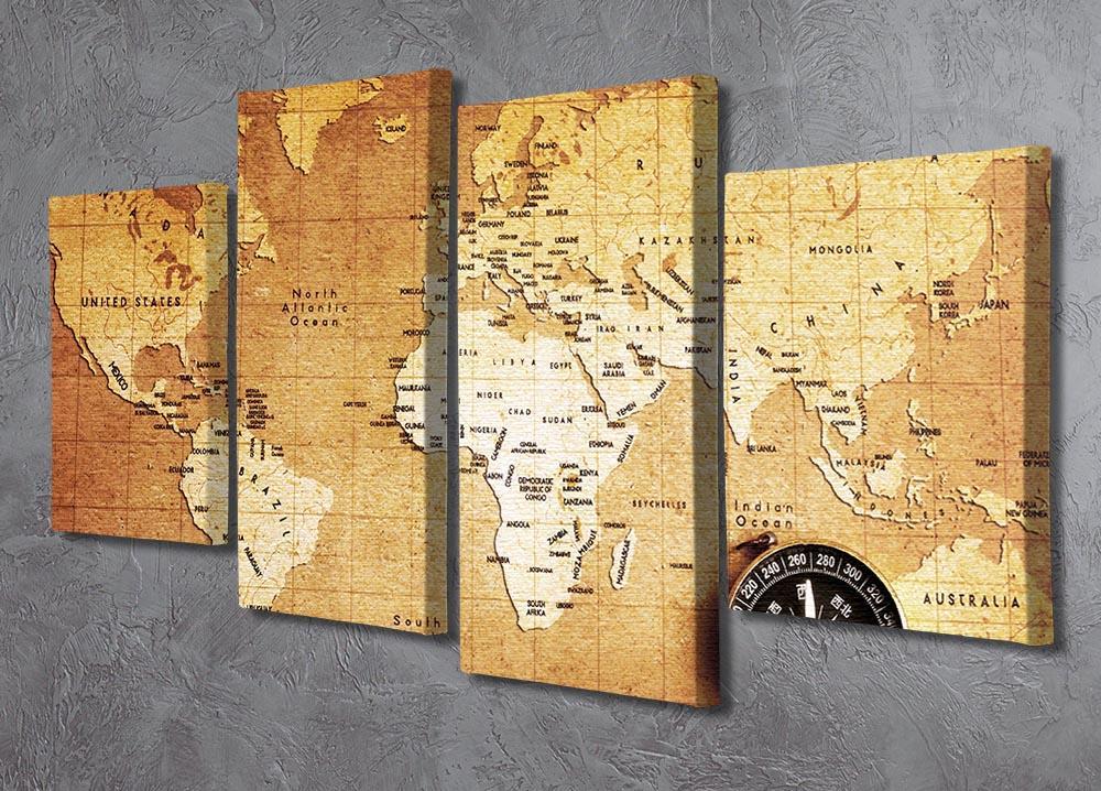 Treasure map background 4 Split Panel Canvas  - Canvas Art Rocks - 2