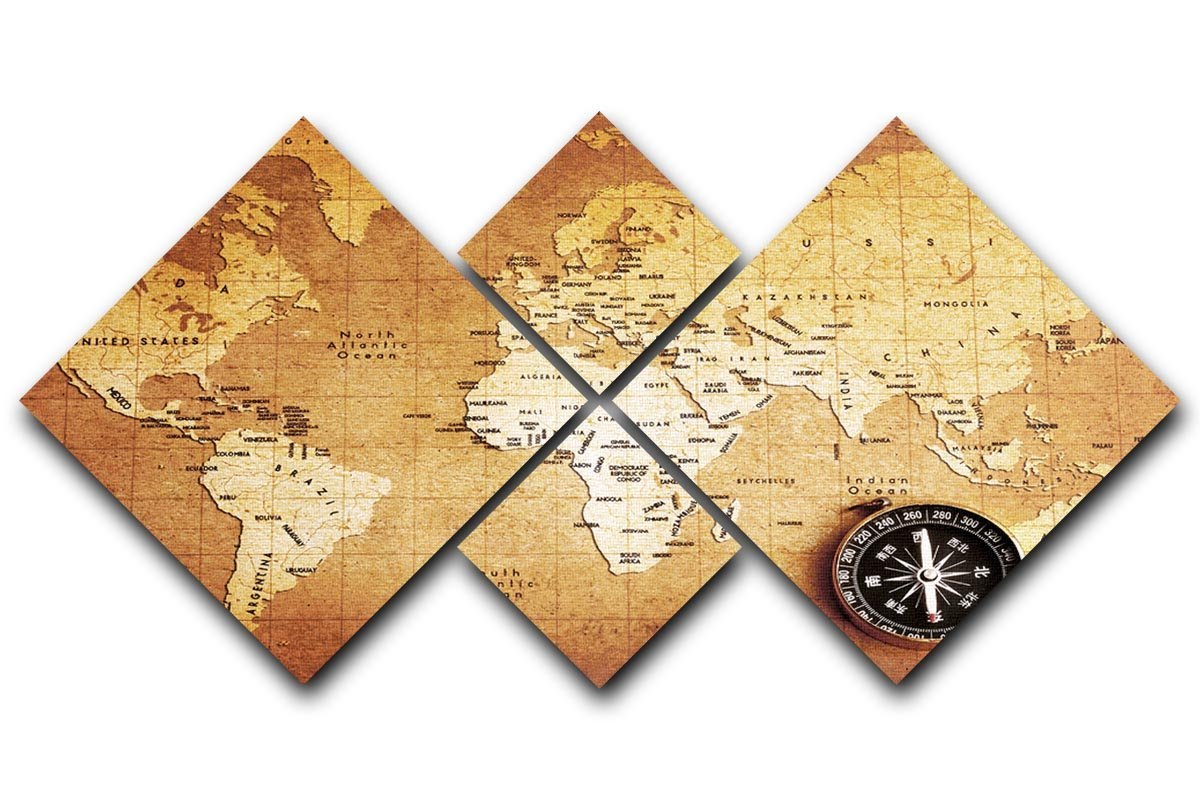 Treasure map background 4 Square Multi Panel Canvas  - Canvas Art Rocks - 1
