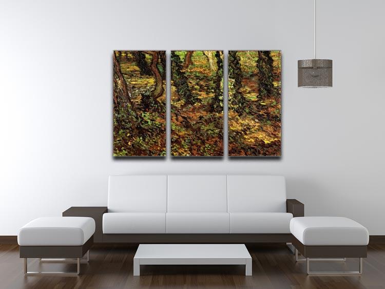 Tree Trunks with Ivy by Van Gogh 3 Split Panel Canvas Print - Canvas Art Rocks - 4
