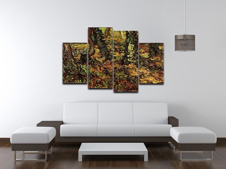 Tree Trunks with Ivy by Van Gogh 4 Split Panel Canvas - Canvas Art Rocks - 3