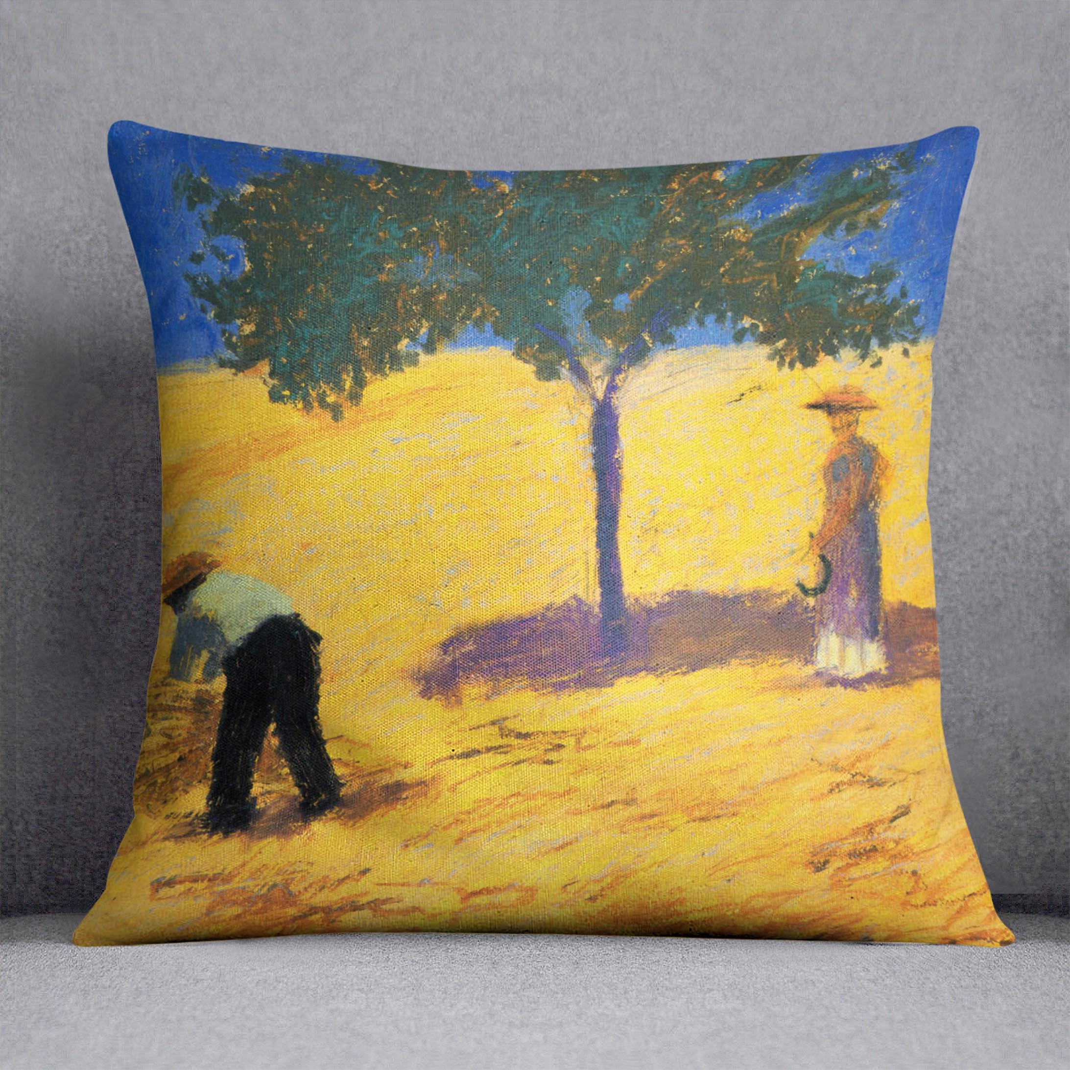 Tree in Cornfeld by Macke Cushion - Canvas Art Rocks - 1