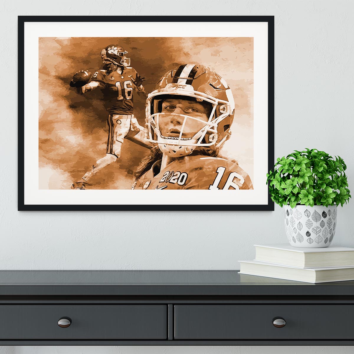 Trevor Lawrence Wallpaper Sepia Framed Print - Canvas Art Rocks - 1