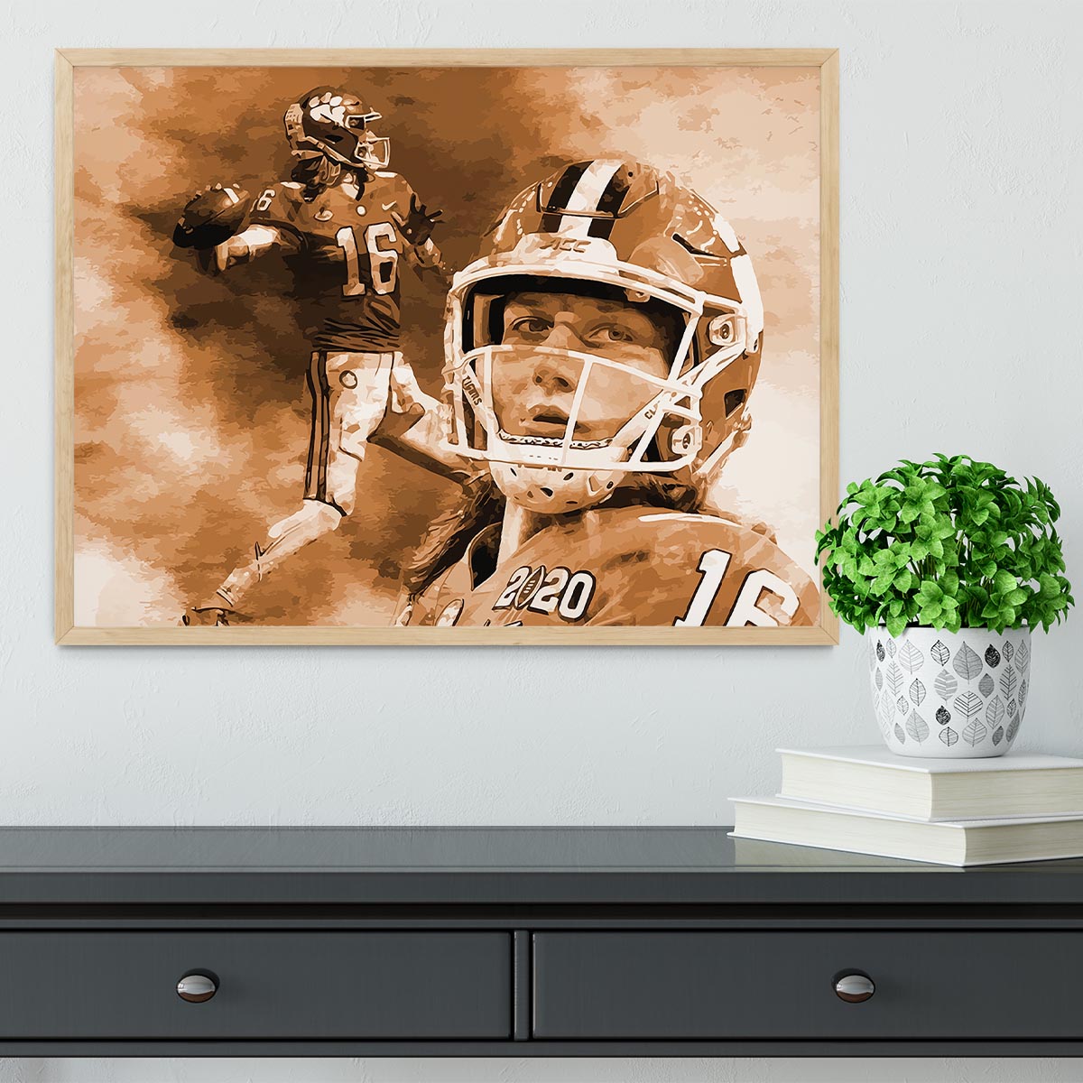 Trevor Lawrence Wallpaper Sepia Framed Print - Canvas Art Rocks - 4