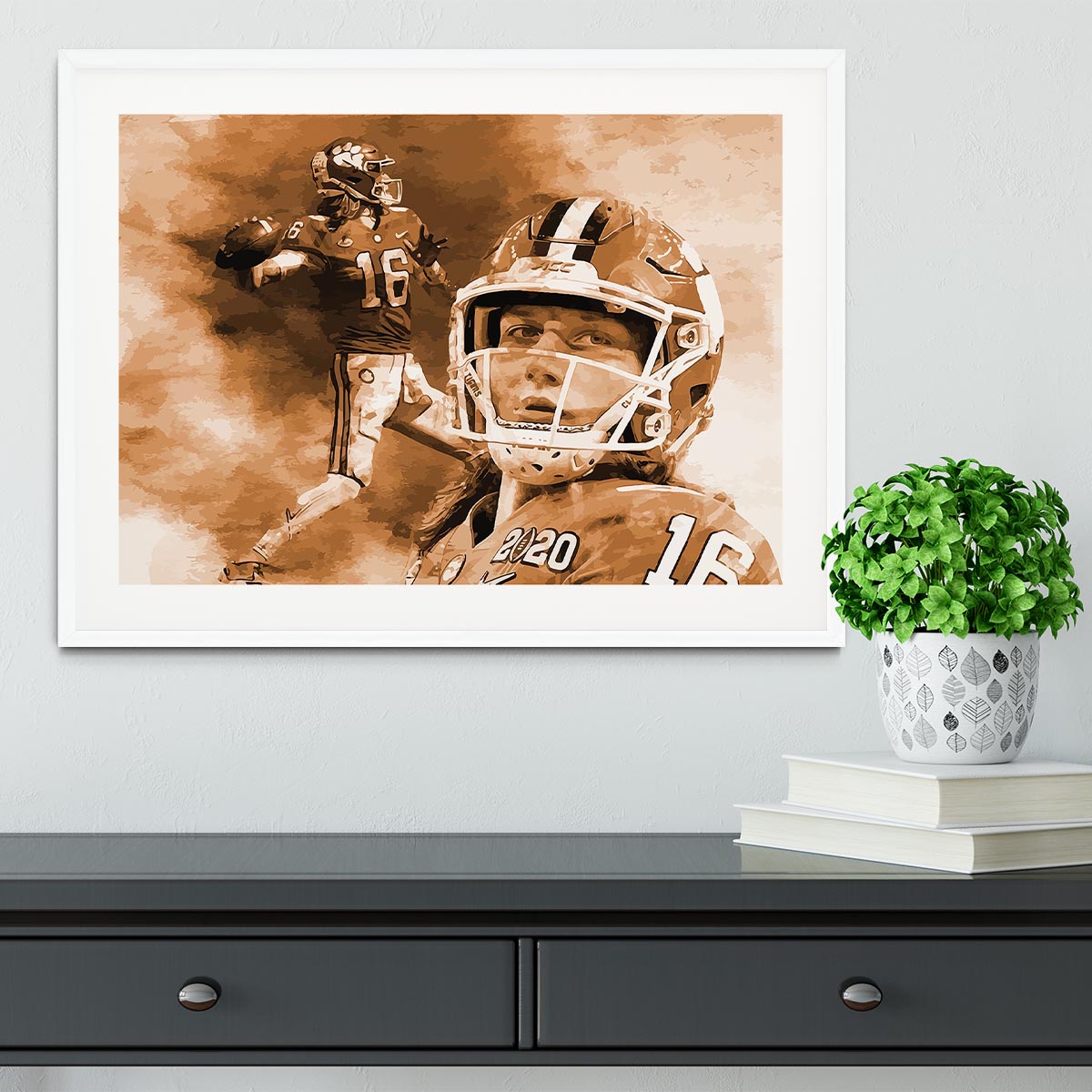 Trevor Lawrence Wallpaper Sepia Framed Print - Canvas Art Rocks - 5